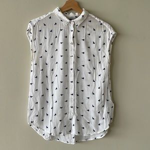 H&M Bird Print Sheer Blouse